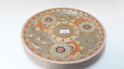 Lot 1135 - Charlotte Rhead Crown Ducal pottery charger with tube-lined decoration