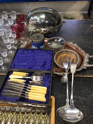 Lot 140 - Victorian silver plated revolving entree dish and other items of antique silver plate