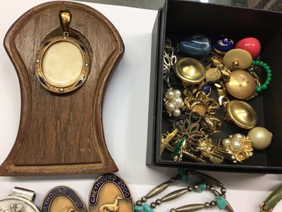 Lot 810 - Group of vintage costume jewellery, two wristwatches, lighter and other bijouterie