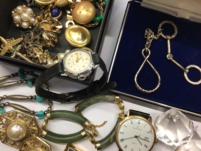 Lot 810 - Group of vintage costume jewellery, two wristwatches, lighter and other bijouterie