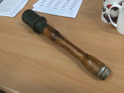 Lot 476 - Second World War Dummy / Training wooden stick grenade, stamped 43.