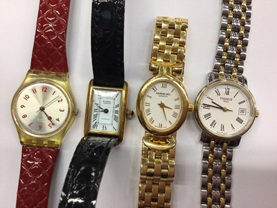 Lot 816 - Four ladies wristwatches including Swatch, Tissot and Raymond Weil