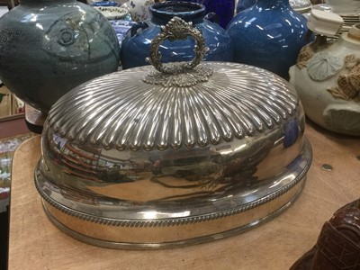 Lot 406 - Good quality early 19th century silver plated serving dome with engraved armorial