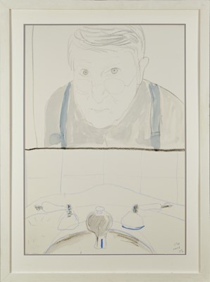 Lot 1200 - *David Hockney, (b1937), Self Portrait in Bathroom Mirror with Sink, poster, 84 x 58cm