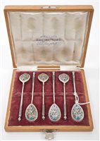 Lot 282 - Set of six Imperial Russian Silverer gilt and...