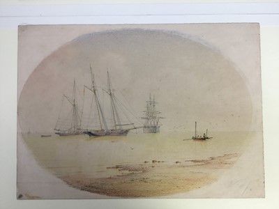 Lot 23 - William Frederick Settle (1821-1897), pair of watercolours, marine scenes, oval, 27cm x 38cm, unframed