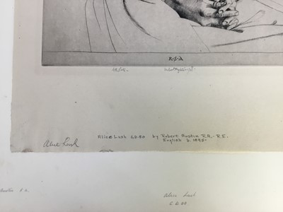 Lot 25 - Robert Sargent Austin (1895-1973), etching, 'Alice Lush', signed and dated 1928, 45cm x 32cm, mounted, together with four signed William Strang (1859-1921) etchings