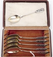 Lot 284 - Set of six Imperial Russian teaspoons with...