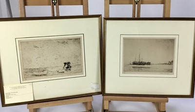 Lot 2 - Arthur John Trevor Briscoe RE (1873-1943) two signed and numbered etchings - ‘The Winkle Picker’ and ‘On the Hard’ both framed