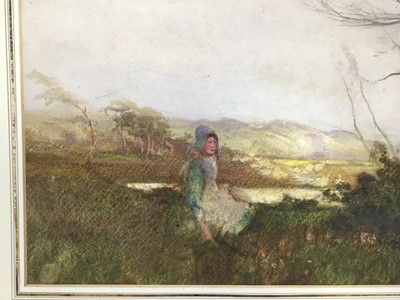 Lot 20 - English School, late 19th / early 20th century, watercolour girl in landscape