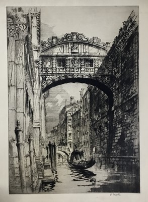 Lot 5 - William Monk (1863-1937) three etchings - Bridge of Sighs, Venice, and two further etchings by the same hand