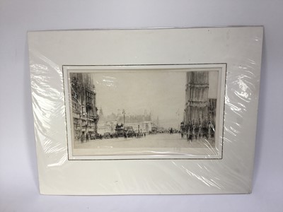 Lot 13 - William Walcott (1874-1943) etching, The First Temple to Jupiter Capitolino, Rome, 15cm x 19cm, Liverpool and another view, each signed in pencil (3)