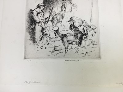 Lot 12 - Arthur William Heintzelman (1891-1965) three signed etchings, The Goatherd, Prelude and Chanteur Populair, mounted, 56cm x 41cm overall