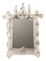 Lot 286 - Antique, Continental white metal easel mirror...