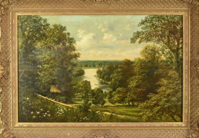 Lot 1109 - James Lewis (1830-1892) oil on canvas, A view of The Thames near Richmond, signed, in gilt frame. 49 x 75cm.