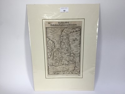 Lot 15 - 17th century engraved map of Britain, 29cm x 18cm, mounted