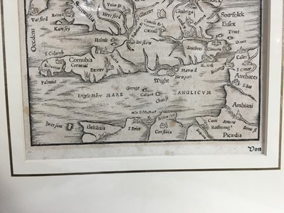 Lot 15 - 17th century engraved map of Britain, 29cm x 18cm, mounted