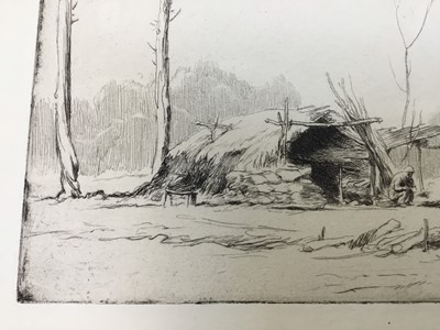 Lot 36 - George Soper (1870-1942), signed etching, dock scene, 14.5cm x 21cm, together with another unsigned 23.5cm x 29.5cm (2)