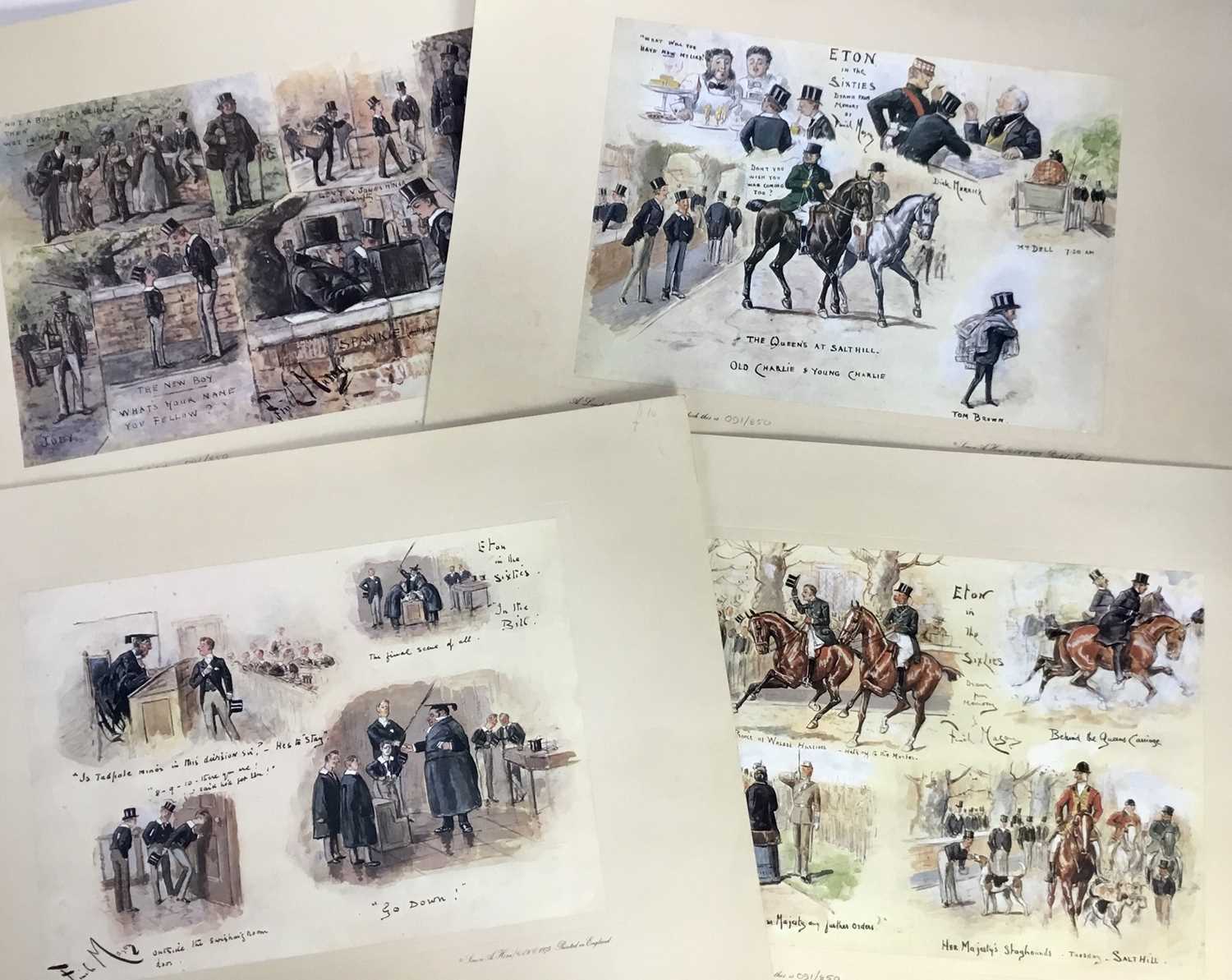 Lot 232 - Finch Mason, set of four limited edition prints of Eton interest 91/850, 41cm x 55cm, unframed