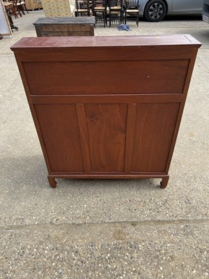 Lot 67 - Oriental hardwood bureau with fitted interior, two short and two long drawers below, 91cm wide, 42cm deep, 93.5cm high