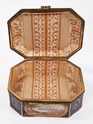 Lot 144 - Sevres style porcelain and brass mounted casket