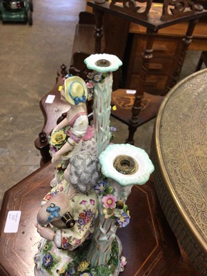 Lot 142 - Pair of Meissen style candlesticks