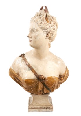 Lot 779 - 19th century painted terracotta bust of Diana