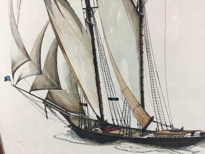 Lot 169 - James Archibald Mitchell: a limited edition coloured lithograph print ‘Schooner Gen.Banning Mendocino 1883 177 Tons’, framed and glazed