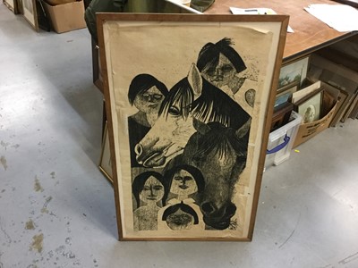 Lot 429 - Leonilda González (1923-2017): Niñas y Caballos, limited edition engraving, numbered 18/50