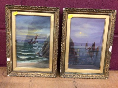 Lot 688 - E.T Lewis: pair of 19th century oils on board, schooners in rough seas, framed and glazed