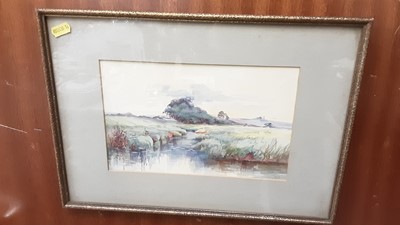 Lot 365 - Late 19th century watercolour of a river landscape, indistinctly signed ‘BB’ framed and glazed