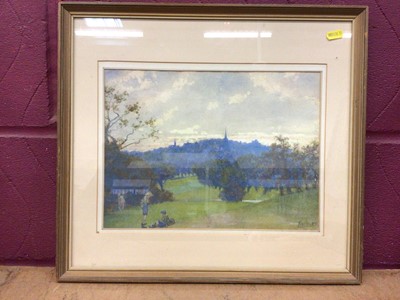 Lot 689 - Edwin Arthur Norbury (1849-1918) Harrow on the hill, watercolour in colours, signed, framed and glazed