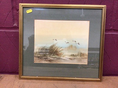 Lot 685 - Study of flying ducks, watercolour, framed and glazed