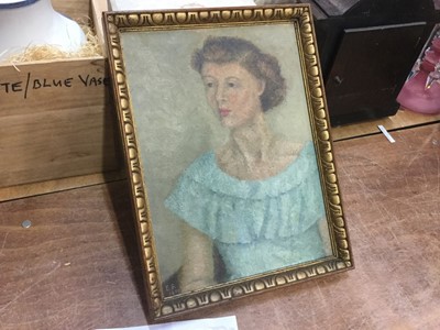 Lot 431 - Ellie Fitzhugh: portrait study of a lady, oil on canvas