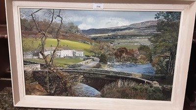 Lot 714 - J.C Brown: Kirk Gyhll, Hubberholme, Upper Wharfedale, oil on board