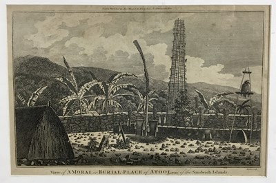 Lot 147 - A View of a Morai or Burial Place, of Atooi, one of the Sandwich Islands, engraving, Pub. Alex Hogg