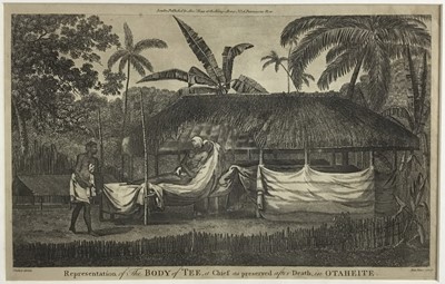 Lot 150 - Representation of The Body of Tee, a Chief as preserved after Death, in Otaheite, engraving, Pub. Alex Hogg