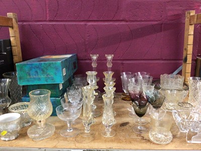 Lot 700 - Selection of wine glasses, candle sticks, tumblers, and boxed Darlington cut glsss