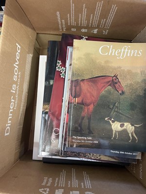 Lot 68 - Two boxes of auction catalogues, art books and similar items, also a signed limited edition copy of Gordon King, A Romance with Art