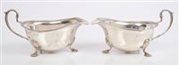 Lot 307 - Pair 1930s Silverer sauce boats of...