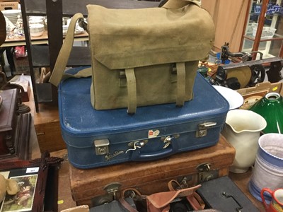 Lot 452 - Queen Victoria's Own Madras Regiment cigar box, and sundries to include a leather travelling vanity case