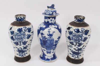 Lot 145 - Three 19th century Chinese blue and white vases