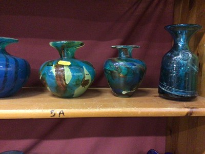 Lot 111 - Collection of M'Dina glass to include six vases, bowl, and other studio and art glass