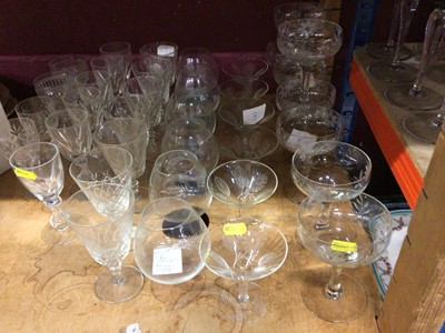 Lot 682 - Victorian glass ware, vintage glass champagne coupes, and a collection of vintage glassware