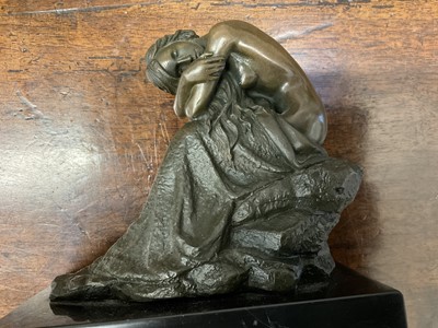 Lot 191 - Modern bronze figure of a semi-clad female, signed Milo