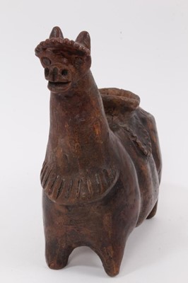 Lot 58 - Pre-Columbian pottery figure of a llama, with damage and repair