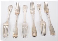 Lot 311 - Set of six Silverer fiddle pattern dinner...