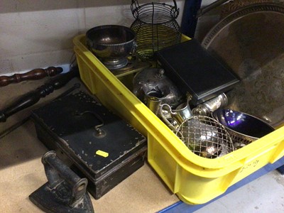 Lot 72 - Collection of 19th century and later copper and brass to include warming pans, silver plate and other metalware