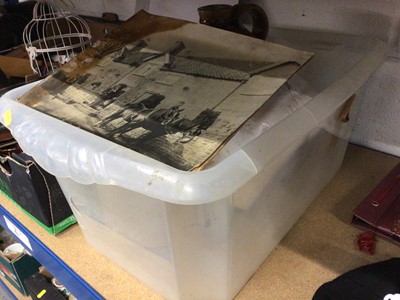 Lot 69 - Victorian walnut work box, mantel clocks and sundry items
