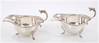 Lot 312 - Pair contemporary Silverer sauce boats of...